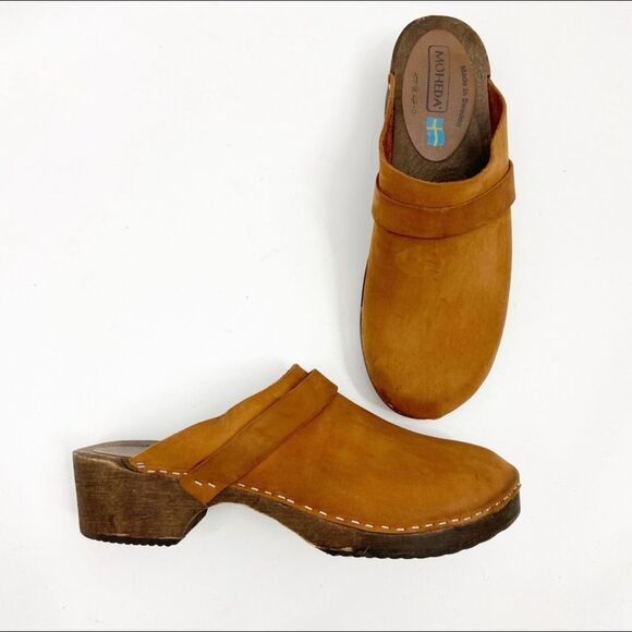 Moheda WOOD CLOGS COGNAC size 8.5 - Picture 3 of 6